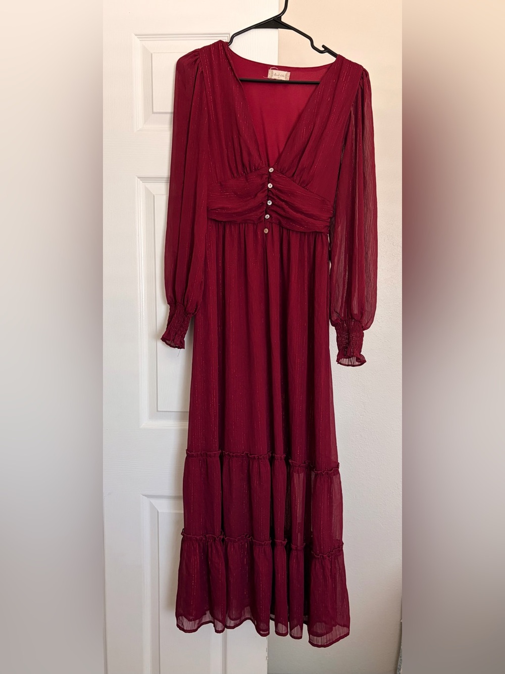 Altard state burgundy metallic longsleeve maxi size M